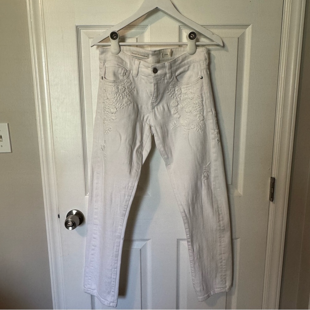 White Embroidered Jeans